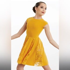 Weissman Showtime | Concrete Angel Yellow Lace Dance Lyrical Costume Size LC